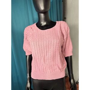 Peggy's vtg Pink‎ Cable Knit Short Sleeve Sweater Top Size S